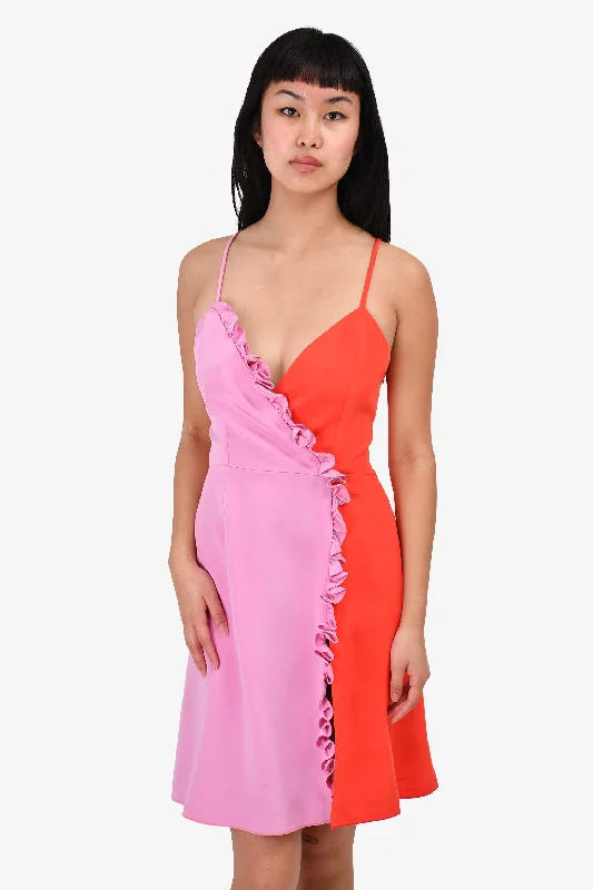 Fausto Puglisi Purple/Orange Ruffle Mini Dress Size M Trendy Tulle Mini Dress