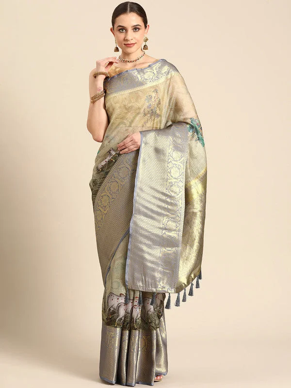 Olive Munga Silk Digital Print Kalamkari Saree with Unstitched Blouse - Hiral Fashion Peter Pan Blouse Olive Munga Silk Digital Print Kalamkari Saree with Unstitched Blouse - Hiral Fashion Peter Pan Blouse