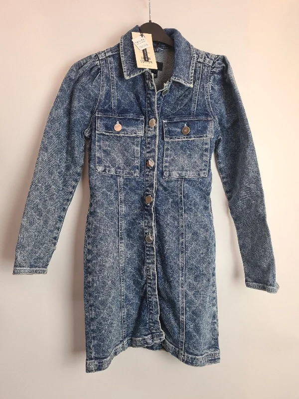 River Island Petite Blue Denim Mini Dress Size 4 **** V289 Elegant Silk Mini Dress