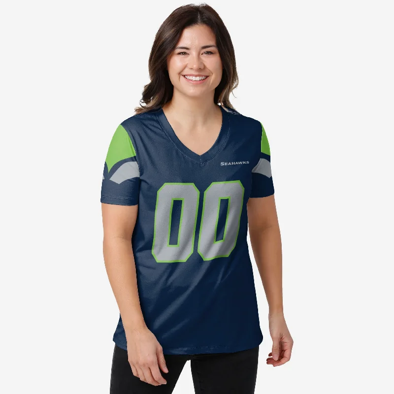Seattle Seahawks Womens Gameday Ready Lounge Shirt-- Rayon Velvet Corduroy