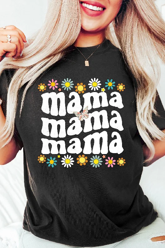 Black Floral mama Butterfly Graphic T Shirt-- Layered Multi-layer Single Layer