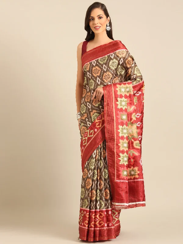 Women Olive Green Cotton Saree With Un Stitched Blouse - Aanika Smart Business Blouse Women Olive Green Cotton Saree With Un Stitched Blouse - Aanika Smart Business Blouse