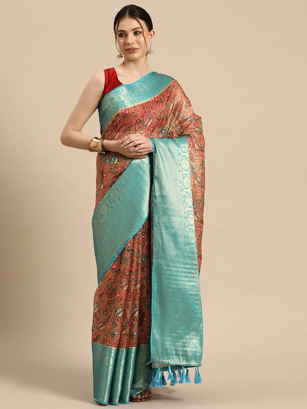 Peach Munga Silk Digital Print Floral Saree with Unstitched Blouse - Hiral Fashion Relaxed Fit Blouse Peach Munga Silk Digital Print Floral Saree with Unstitched Blouse - Hiral Fashion Relaxed Fit Blouse