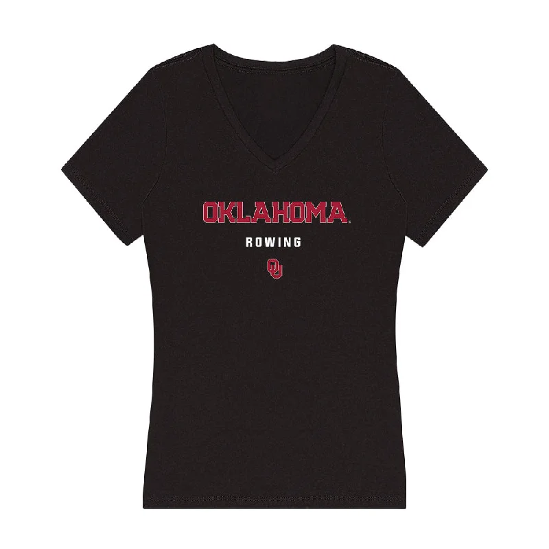 Oklahoma - NCAA Women's Rowing : Liza Pfeil - Women's V-Neck T-Shirt-- Elasticated Padded Insulated Oklahoma - NCAA Women's Rowing : Liza Pfeil - Women's V-Neck T-Shirt-- Elasticated Padded Insulated