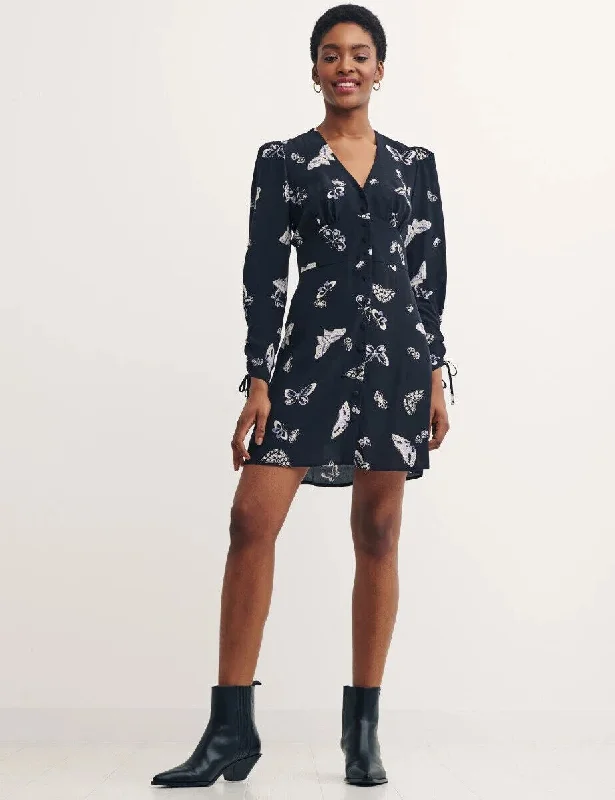 Nobodys Child Black Curve Fella Mini Dress - Butterflies Size UK 12 **** V386 Trendy Bodycon Mini Dress