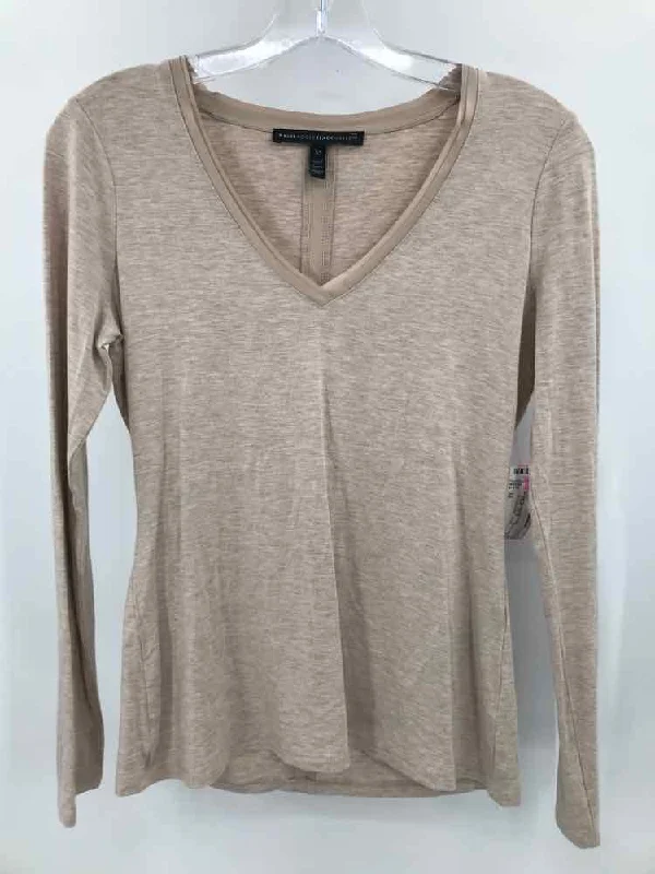 Pre-Owned WHBM Tan Size XS T-shirt-- Mesh Blend Leather Blend Suede Blend