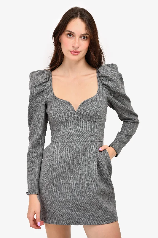 Magda Butrym Grey Sweetheart Neckline Mini Dress Size 36 Elegant Lace Mini Dress