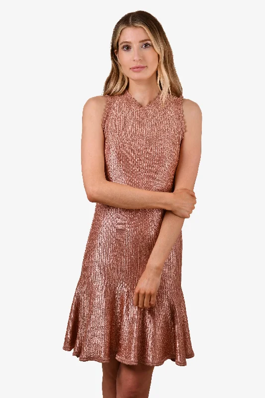 Alexander McQueen Pink Metallic Sleeveless Mini Dress Size XL Fashionable Summer Mini Dress Alexander McQueen Pink Metallic Sleeveless Mini Dress Size XL Fashionable Summer Mini Dress