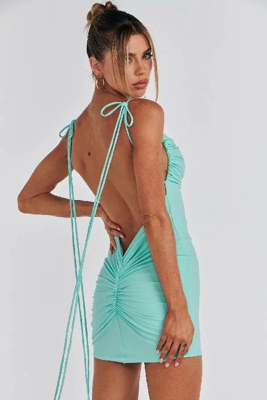 Jai Mini Dress - Aqua Cozy Cotton Mini Dress