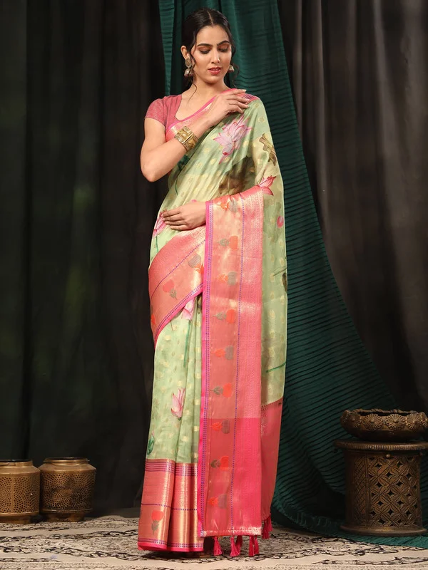Green Art Silk Digital Print Floral Saree with Unstitched Blouse - Hiral Fashion Everyday Stylish Blouse Green Art Silk Digital Print Floral Saree with Unstitched Blouse - Hiral Fashion Everyday Stylish Blouse