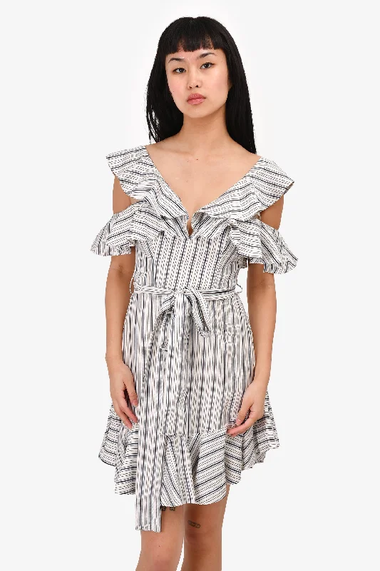 Zimmermann White/Blue Striped Off-The-Shoulder Mini Dress Size 0 Cozy Wraparound Mini Dress Zimmermann White/Blue Striped Off-The-Shoulder Mini Dress Size 0 Cozy Wraparound Mini Dress