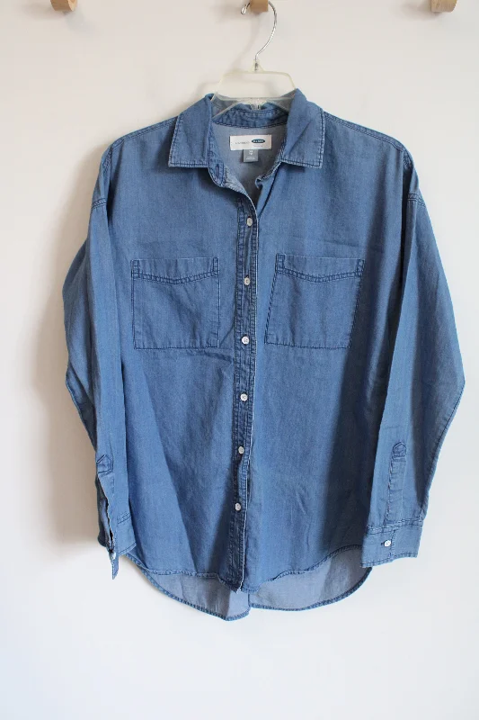 Old Navy Boyfriend Chambray Button Down Shirt | XS-- Welt Pockets Slit Pockets Flap Pockets Old Navy Boyfriend Chambray Button Down Shirt | XS-- Welt Pockets Slit Pockets Flap Pockets