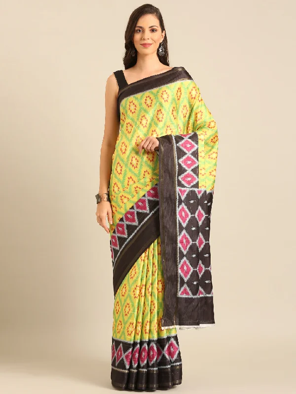 Women Yellow Cotton Saree With Un Stitched Blouse - Aanika Delicate Pleat Blouse