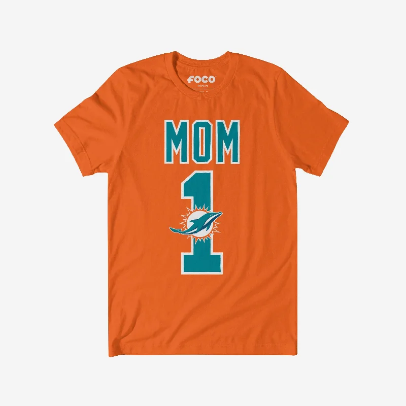 Miami Dolphins Number 1 Mom T-Shirt-- Embroidered Appliqued Beaded