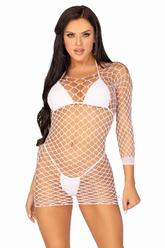 Fence Net Long Sleeved Mini Dress Fashionable Button-Front Mini Dress