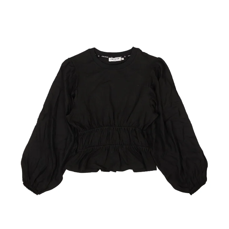 OPENING CEREMONY Black Silk Long Sleeve Blouse Top Stylish Wrap Blouse