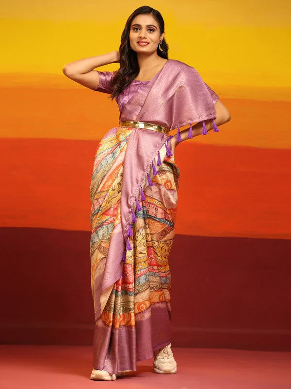 Multicolor Silk Blend Woven Zari Design Abstract Saree with Unstitched Blouse - Hiral Fashion Asymmetric Hem Blouse Multicolor Silk Blend Woven Zari Design Abstract Saree with Unstitched Blouse - Hiral Fashion Asymmetric Hem Blouse