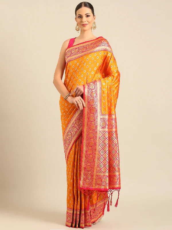 Women Mustard Banarasi Silk Saree With Un Stitched Blouse - Aanika Casual Stripe Blouse Women Mustard Banarasi Silk Saree With Un Stitched Blouse - Aanika Casual Stripe Blouse