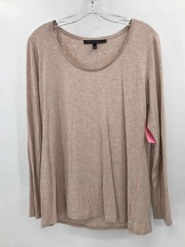 Pre-Owned WHBM Tan Size Medium T-shirt-- Plaid T-Shirt Polka Dot Checkered