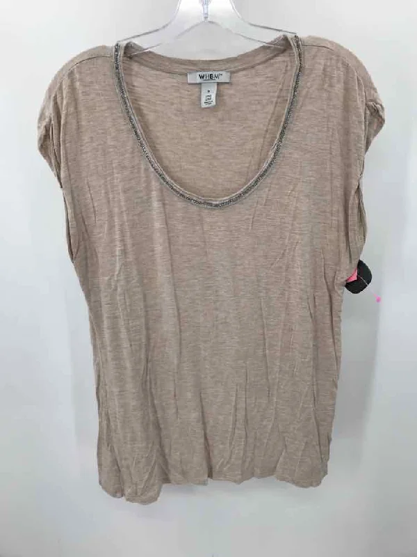 Pre-Owned WHBM Tan Size Medium Embellished T-shirt-- Modern Contemporary Chic