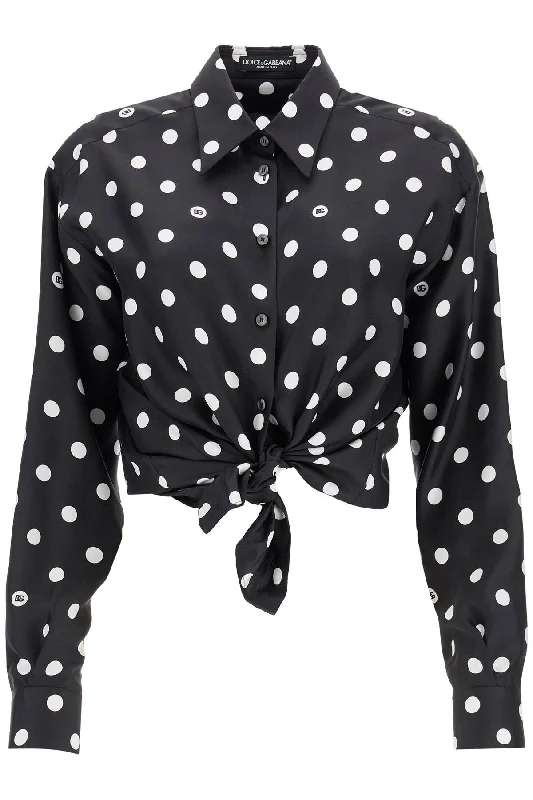 Dolce & Gabbana Women's Silk Polka Dot Print Blouse Soft Pastel Blouse
