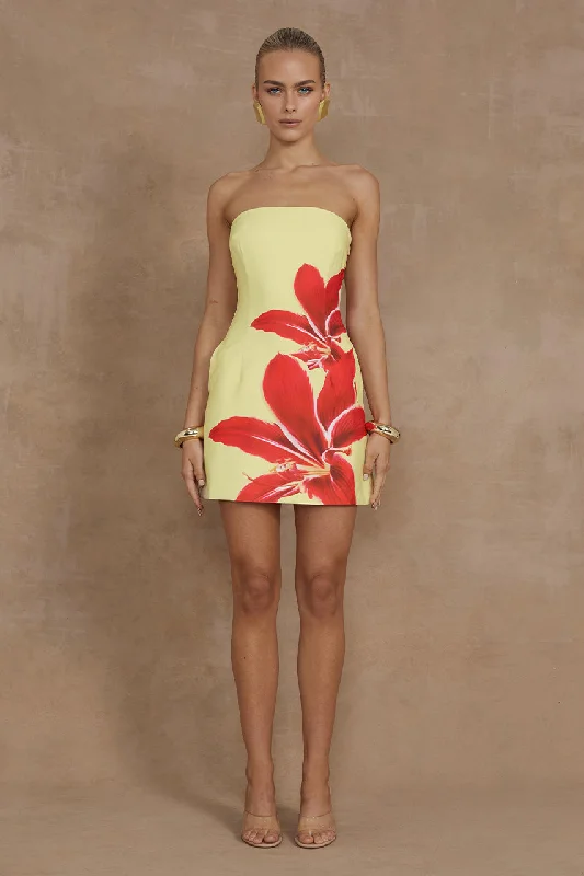 Prim Mini Dress - Yellow Lily Cozy Knitted Mini Dress