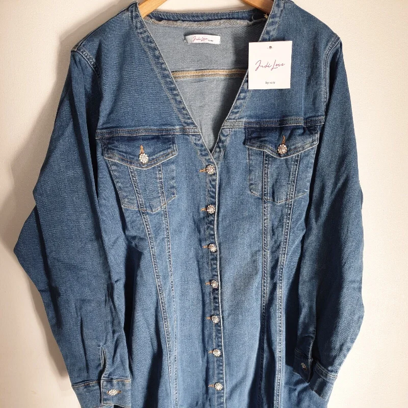 Judi Love Denim Shirt Mini Dress Blue Uk26****Ref V348 Chic Bohemian Mini Dress
