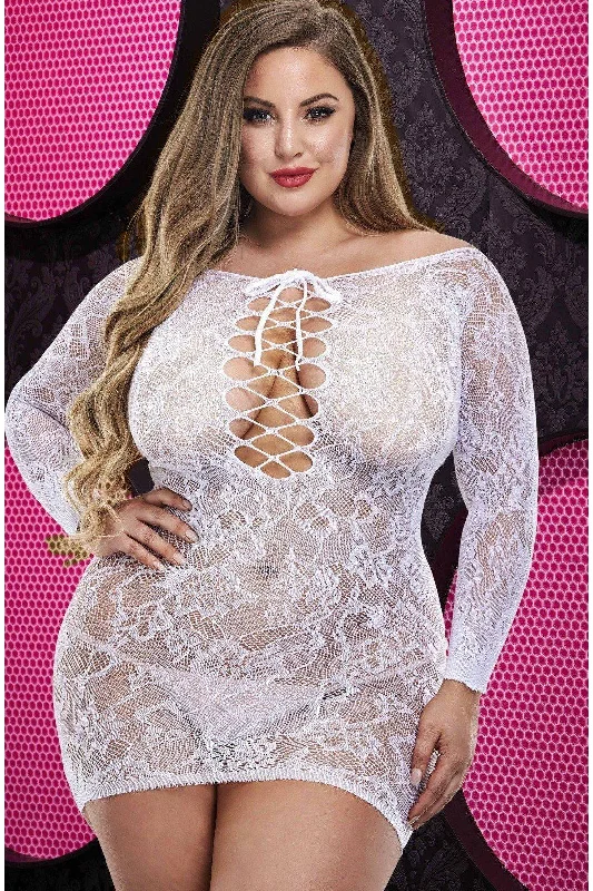 Plus Size Off the Shoulder Mini Dress Fashionable Mini Dress with Frills