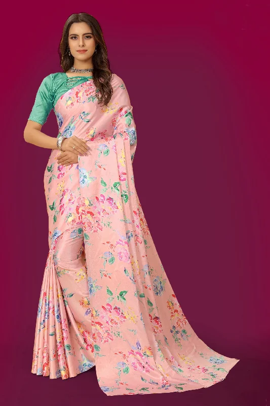 Jyoti Fashion Women's Multicolor Pure Japan Satin Digital Printed Designer Saree with Blouse Short Sleeve Blouse Jyoti Fashion Women's Multicolor Pure Japan Satin Digital Printed Designer Saree with Blouse Short Sleeve Blouse