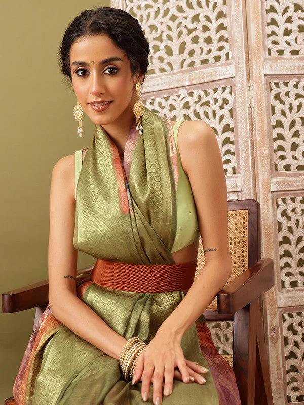 Olive Cotton Digital Print Floral Saree with Unstitched Blouse - Hiral Fashion Classic Striped Blouse Olive Cotton Digital Print Floral Saree with Unstitched Blouse - Hiral Fashion Classic Striped Blouse