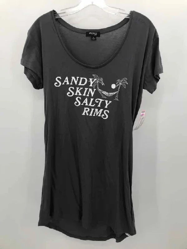 Pre-Owned Wildfox Grey Size Small Graphic T-shirt-- Graphic Embroidered Appliqued