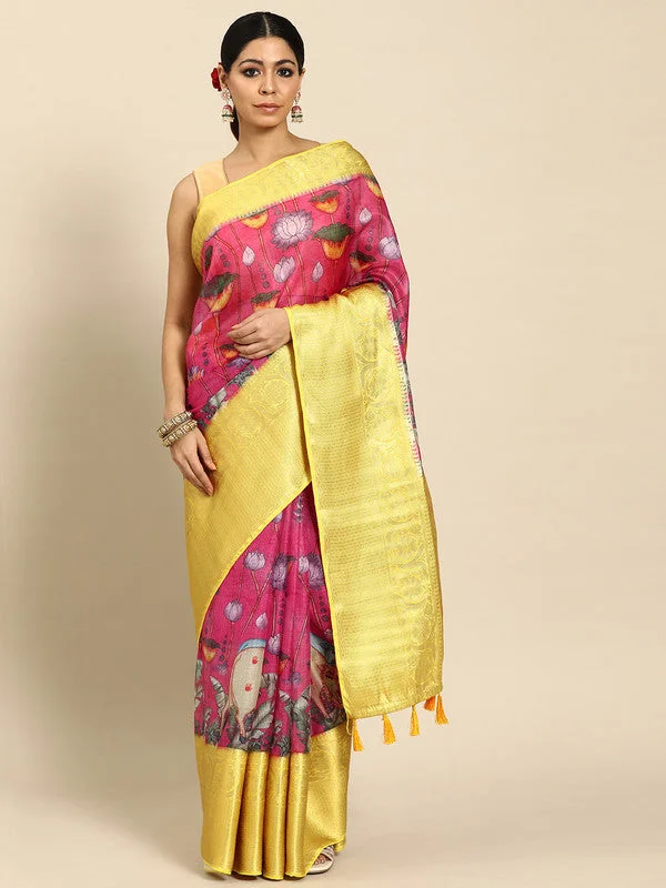 Pink Munga Silk Digital Print Animal Print Saree with Unstitched Blouse - Hiral Fashion Backless Summer Blouse Pink Munga Silk Digital Print Animal Print Saree with Unstitched Blouse - Hiral Fashion Backless Summer Blouse