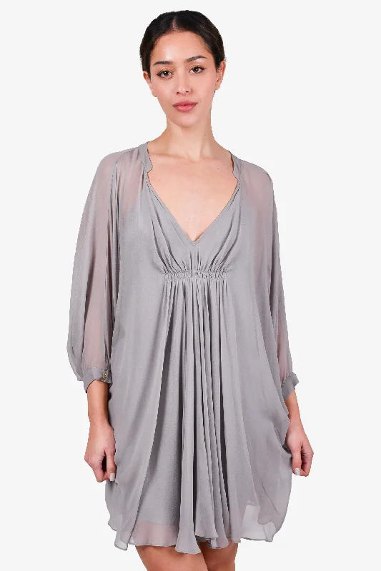 Diane von Furstenberg Grey Silk Mini Dress Size 2 (As Is) Classic Floral Mini Dress