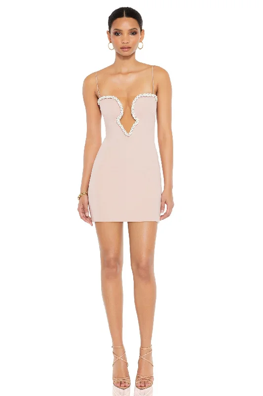Nookie Adorn Pearl Mini Dress - Dream Cozy Sweater Mini Dress