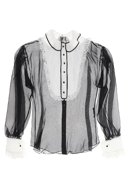 Dolce & Gabbana Women's Chiffon Blouse With Plastr Lightweight Tunic Blouse