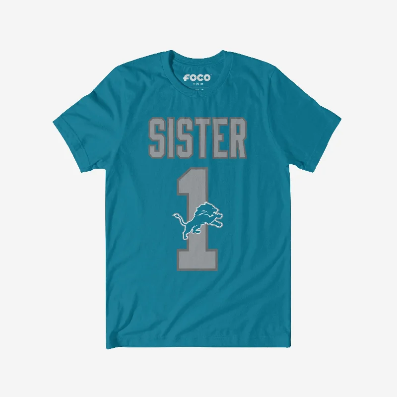 Detroit Lions Number 1 Sister T-Shirt-- Graphic T-Shirt Round Neck Polyester