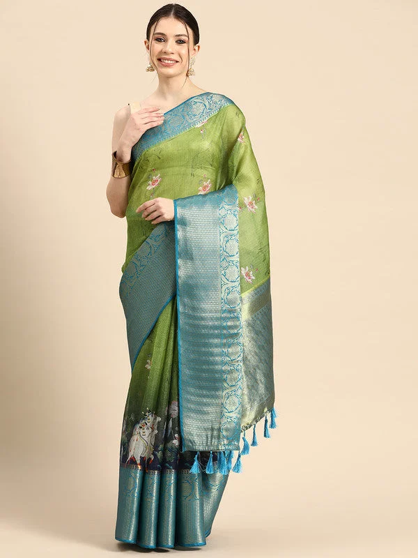 Olive Munga Silk Digital Print Animal Print Saree with Unstitched Blouse - Hiral Fashion Lightweight Linen Blouse Olive Munga Silk Digital Print Animal Print Saree with Unstitched Blouse - Hiral Fashion Lightweight Linen Blouse