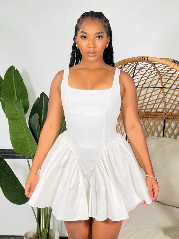 Valentine Mini Dress-Off White Elegant Sequin Mini Dress