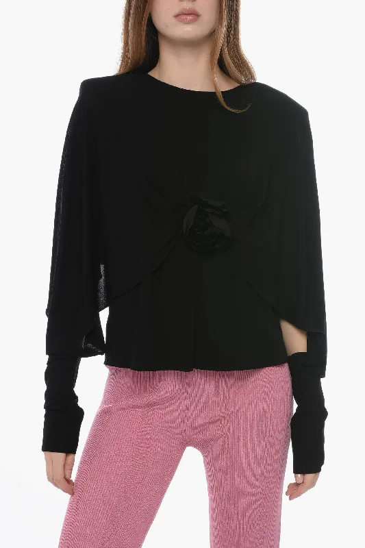 Saint Laurent Crepe Jersey Blouse with Batwing Sleeves 44 Italian size Modern Work Blouse Saint Laurent Crepe Jersey Blouse with Batwing Sleeves 44 Italian size Modern Work Blouse