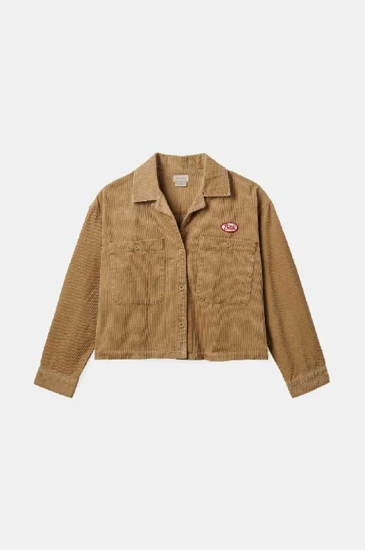 Brixton Utopia Overshirt - Sand Cord-- Graphic Embroidered Appliqued