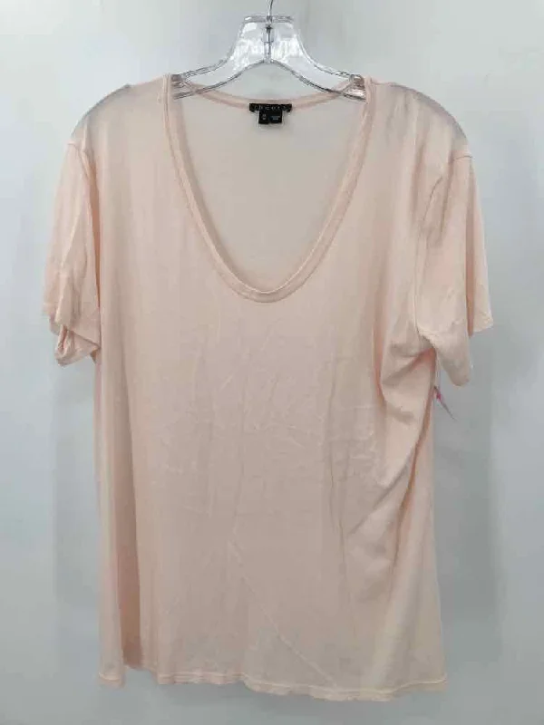 Pre-Owned Theory Pink Size Medium T-shirt-- Notch Collar Peter Pan Collar Cowl Neck