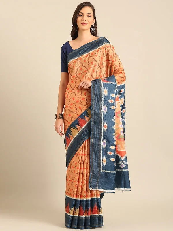 Women Mustard Cotton Saree With Un Stitched Blouse - Aanika Casual Relaxed Blouse