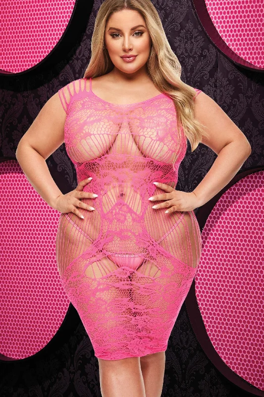 Lace Cut Out Mini Dress | Plus Size Cozy Jersey Mini Dress