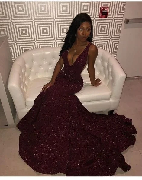 Black Girl Prom Dress, Mermaid Party Dress SA1529 Glittery Long Formal