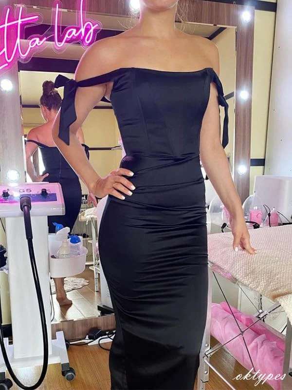 Sexy Dark-Blue Off Shoulder Mermaid Bow Bodycon Party Dresses PDS1078 Tunics Bestseller popular Sexy Dark-Blue Off Shoulder Mermaid Bow Bodycon Party Dresses PDS1078 Tunics Bestseller popular