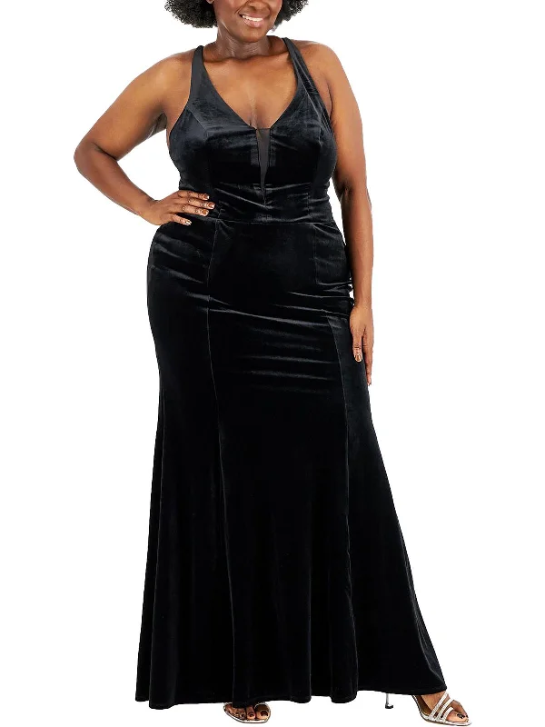 Plus Womens Velvet Prom Evening Dress Tunics Winter warm