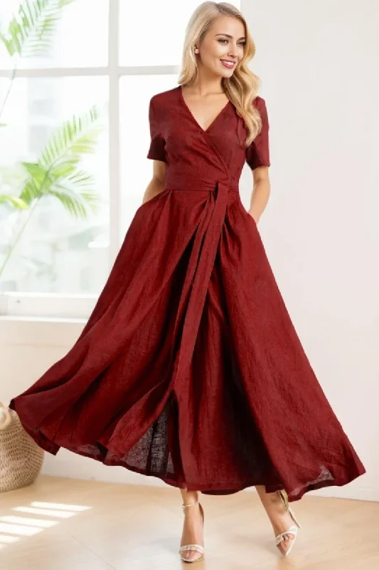 Swing Wrap Midi Linen dress 4248 Tunics Trendy modern