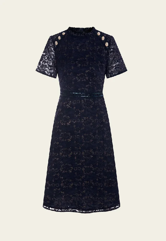 Cheung Sham Style Embellished Lace Dress Tunics Fleece cozy