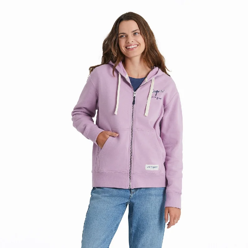 Life is Good Women's Dragonfly Simply True Fleece Zip Hoodie, Violet Purple Hoodie with Raglan Sleeves Sporty Comfortable Life is Good Women's Dragonfly Simply True Fleece Zip Hoodie, Violet Purple Hoodie with Raglan Sleeves Sporty Comfortable