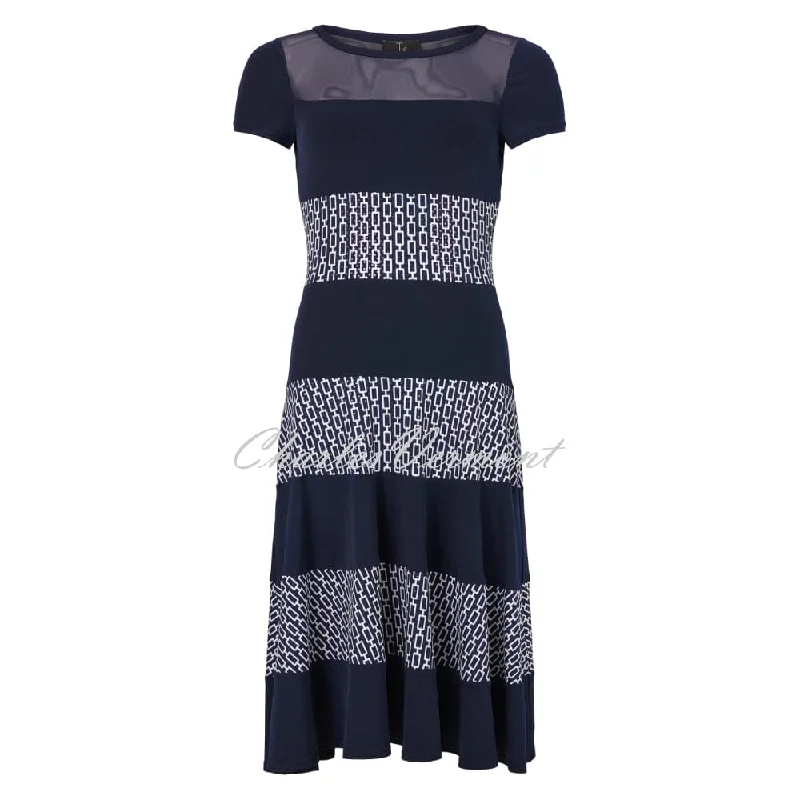 Tia Geometric Print Dress With Mesh Décolletage - Style 78762-7943-69 Tunics Sophisticated sleek